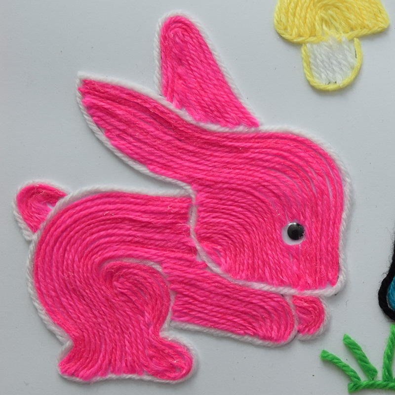 儿童手工diy创意材料包毛线贴画趣味亲子楼盘暖场手工贴画 小兔子