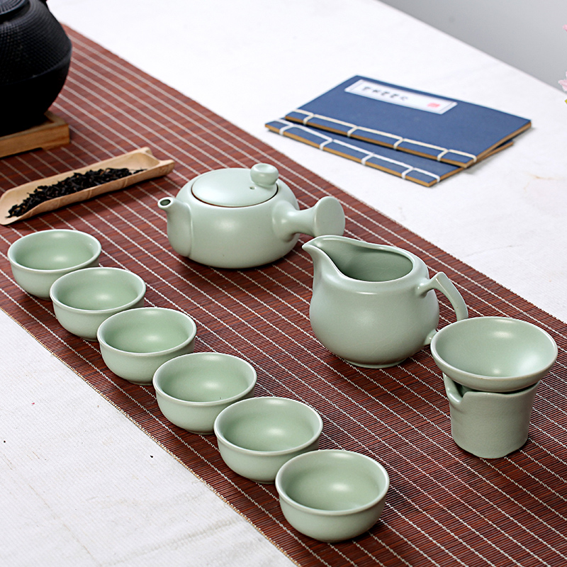汝窑开片茶具整套汝瓷功夫陶瓷茶具茶壶盖碗茶杯套装特价茶具包邮