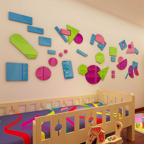 卡通3d立体墙贴七巧板儿童房卧室墙贴画幼儿