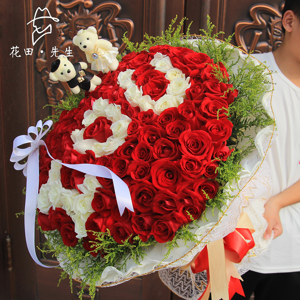 99朵199朵红玫瑰花束济南同城鲜花速递七夕情人节送女友求婚表白