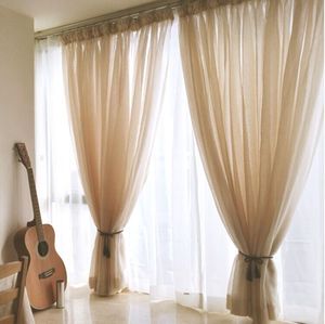 纯色落地窗帘 隔断纱帘