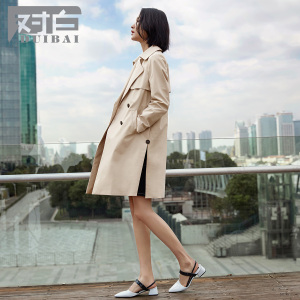 简约翻领风衣女中长款