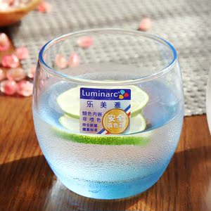 乐美雅家用彩色透明玻璃水杯耐热花茶杯子牛奶杯凉水杯啤酒杯套装