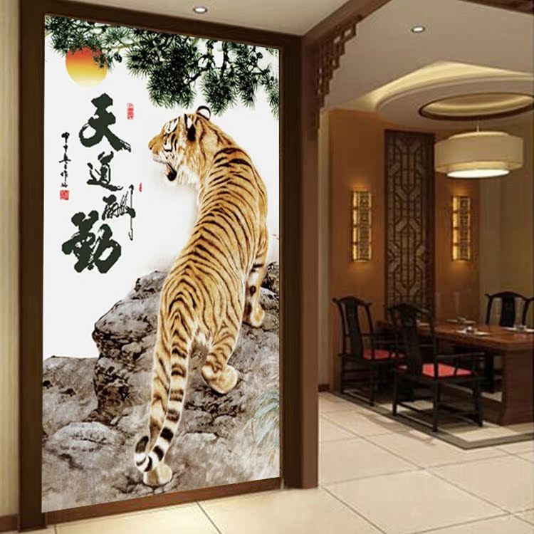 钻石画方钻满钻客厅竖版虎上山虎图砖石画5d十字绣满绣钻石绣新款