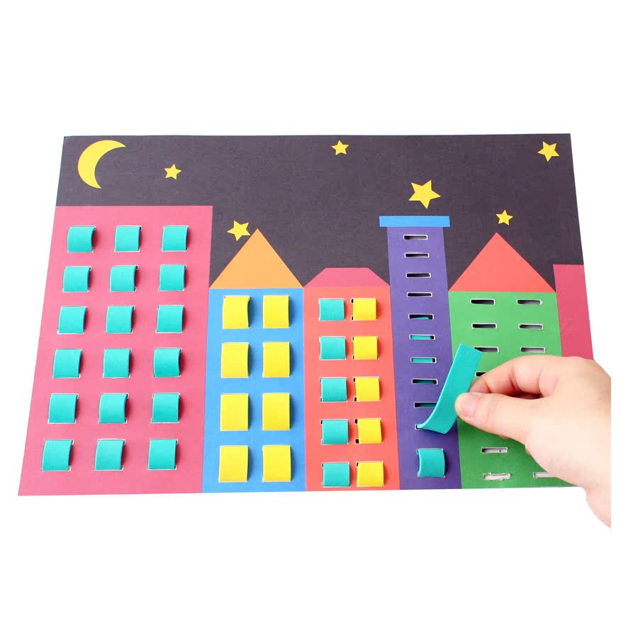 艺趣手工编织玩具作品城市的夜儿童diy自制材料包创意