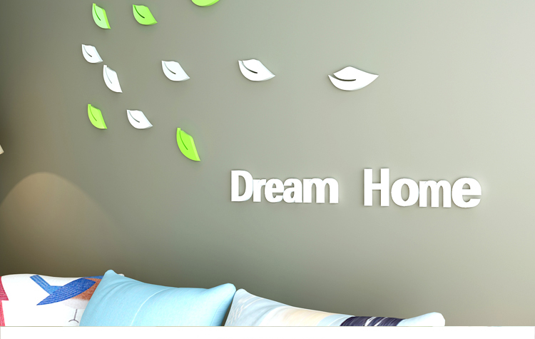 dream home3d立体字母墙贴英文木质客厅背景墙装饰贴纸自粘可移除