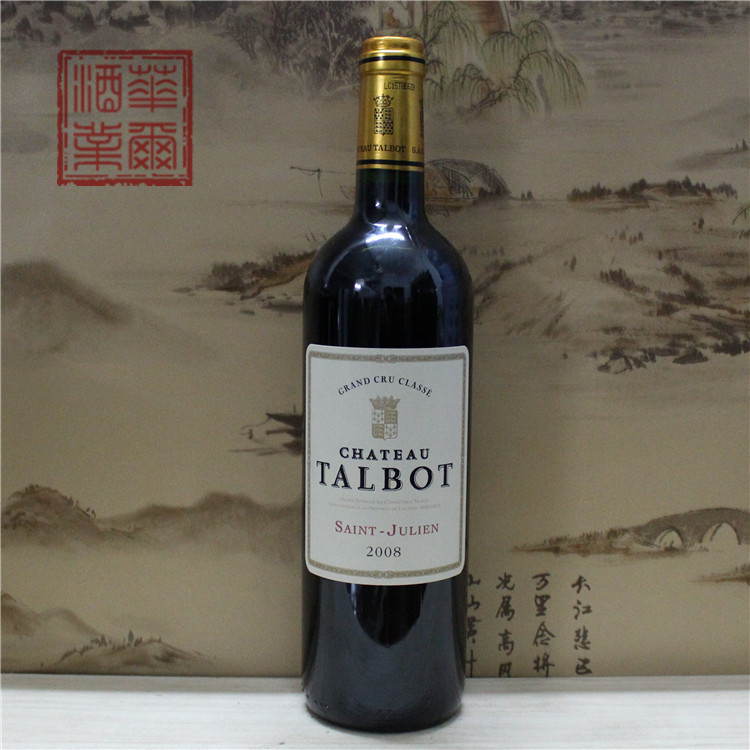 法国四级庄红酒 chateau talbot 大宝城堡正牌 干红葡萄酒2008年