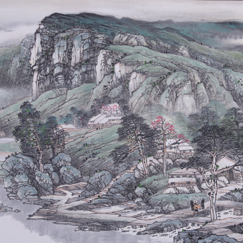 现代山水名家潘焕民六尺横幅招财风水山水画中式客厅沙发背景国画