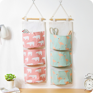 优思居棉麻壁挂式收纳袋