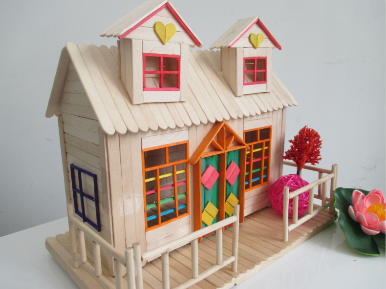 雪糕棒模型 搭配冰棒棍装饰小房子小楼别墅 diy手工套装材料包邮