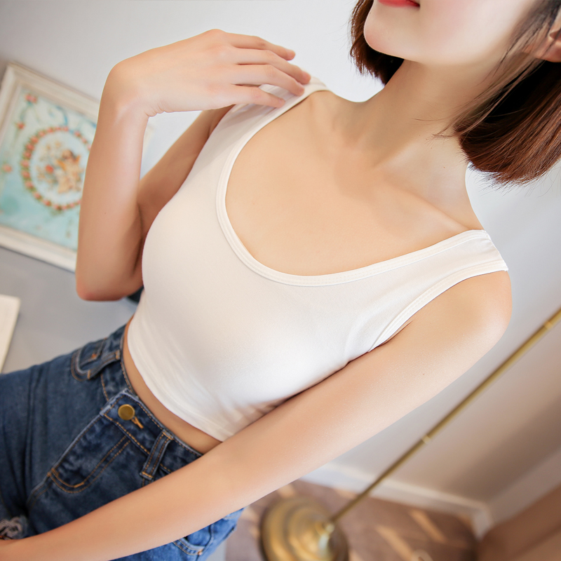 纯棉防走光小吊带背心女短款夏韩版露脐内搭抹胸裹胸外穿上衣打底