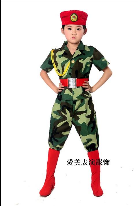 六一儿童演出服新款女男童迷彩裙演出服装少儿军装幼儿园表演服装