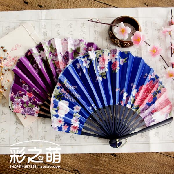 古风折扇中国风古典印花绢扇日式和风小刀扇工艺礼品扇子 15包邮