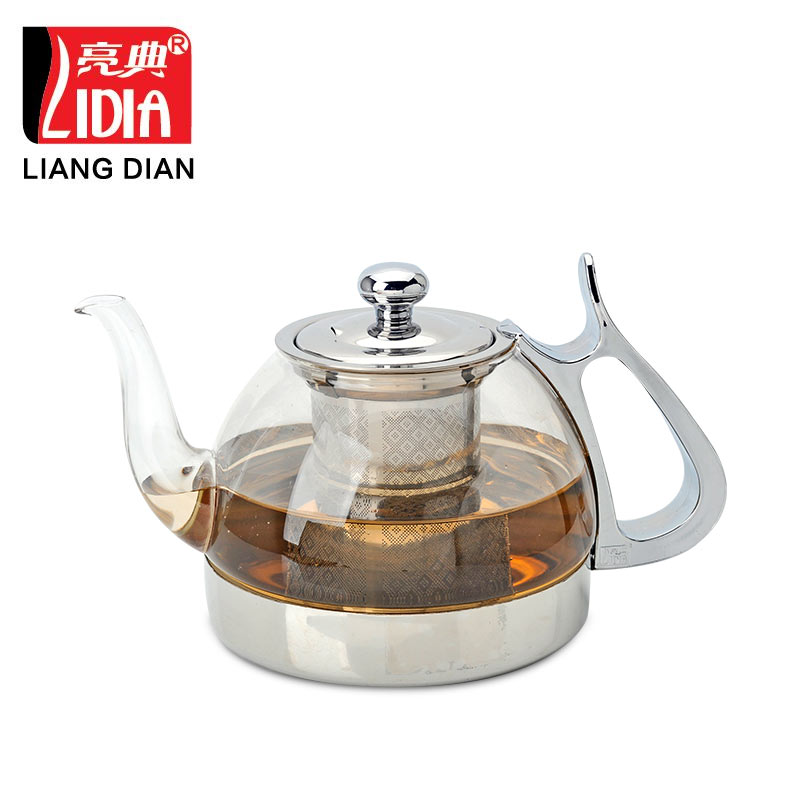 亮典电磁炉煮泡加厚玻璃茶壶耐高温花茶具不锈钢过滤家用防爆透明