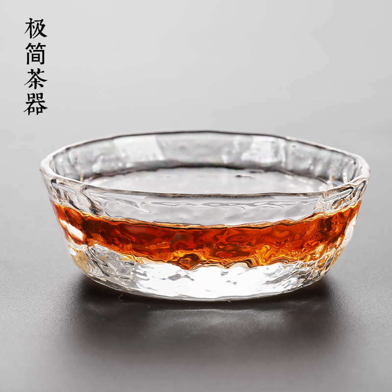极简茶器 初雪品茗杯主人杯水晶玻璃锤目纹小茶杯耐热功夫茶具