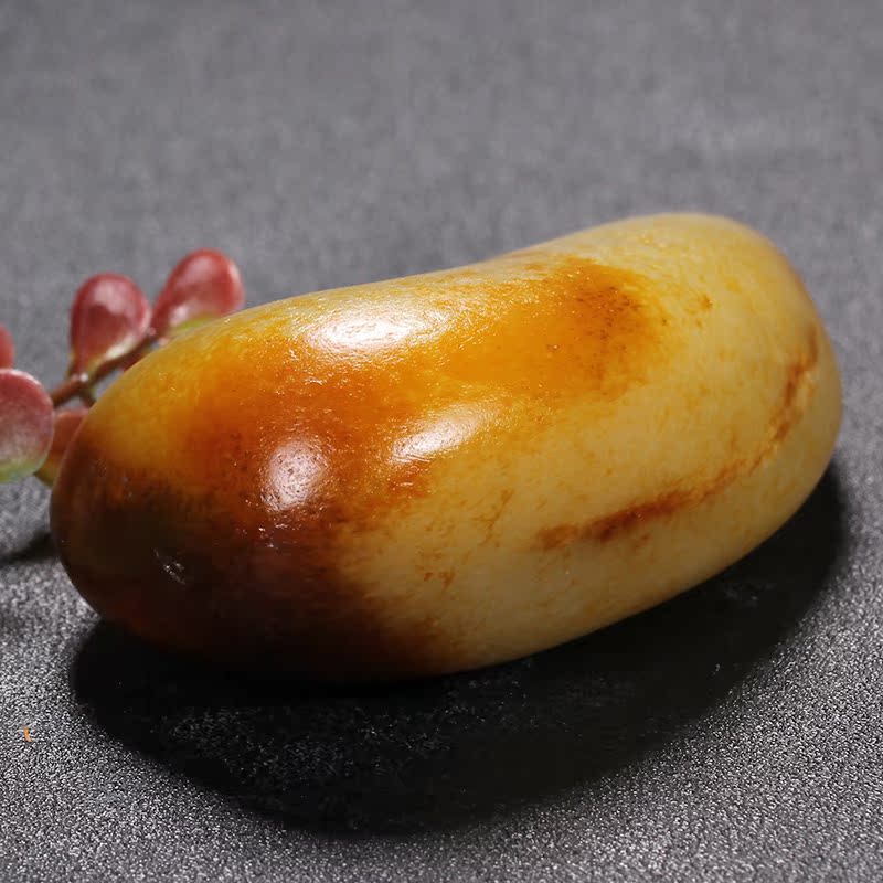 贺玉坊 新疆天然正宗和田玉籽料白玉独籽原石真皮 枣红皮藏品