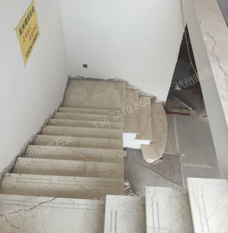 天然大理石索菲特金楼梯踏步板台阶 带防滑条 直线折线旋转楼梯板