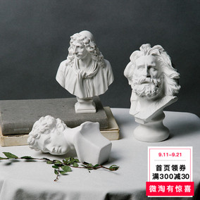 态生活文艺范儿简欧复古迷你素描小头像摆件立体树脂石膏像小摆件