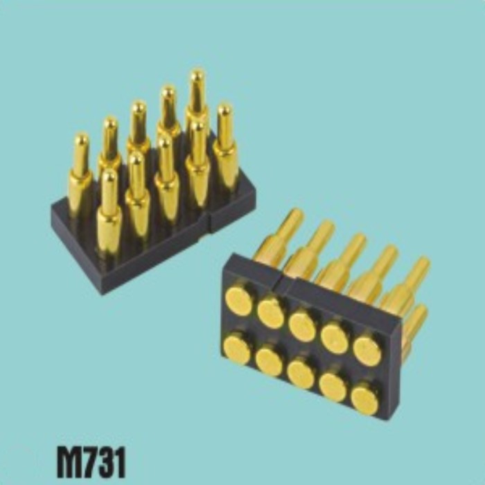 10p探针连接器 弹簧顶针电池连接器 电子触点磁吸式弹针m731/10p