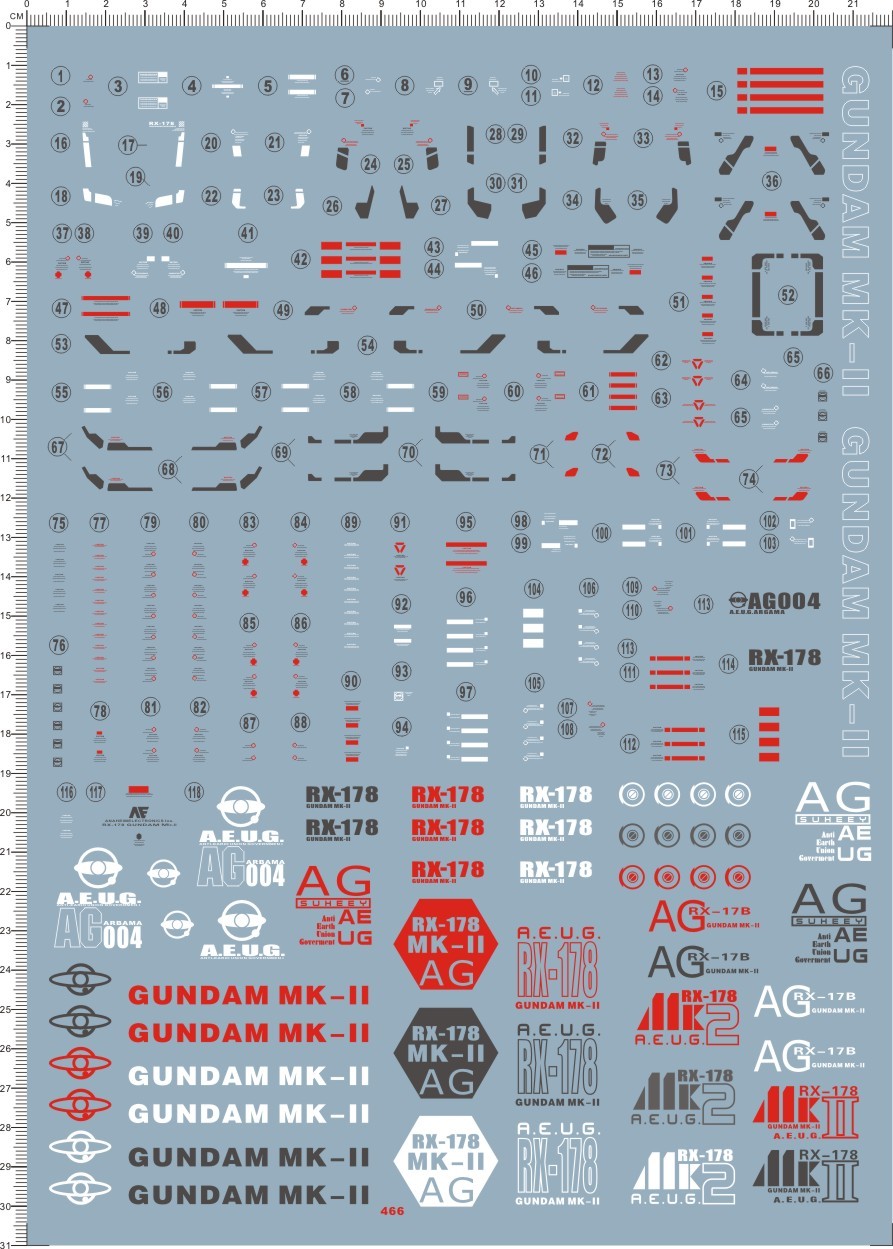 466 pg 1比60 rx-178 mk-ii auge 奥古配色 模型水贴纸