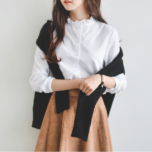 小清新长袖打底衬衫白衬衫