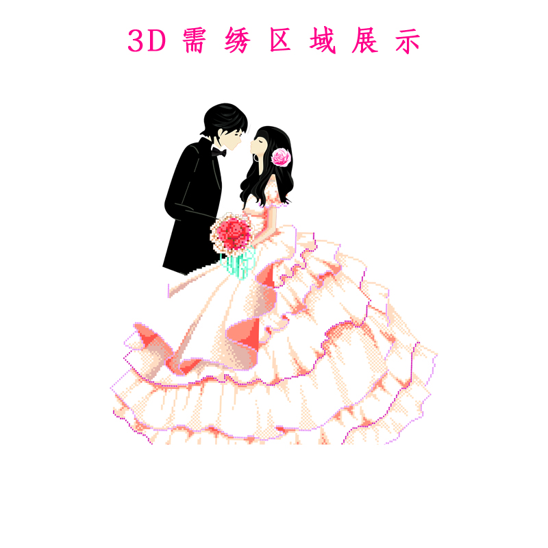 3d线绣印花十字绣百年好合真爱永恒新款结婚礼物卧室客厅挂画系列