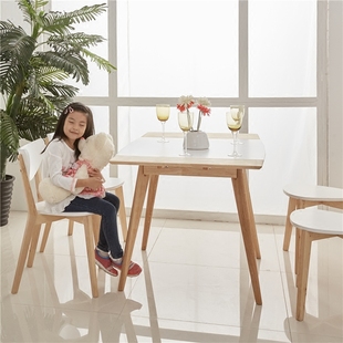 小户型北欧餐桌伸缩可折叠收缩长方形实木水曲柳多功能简约家具