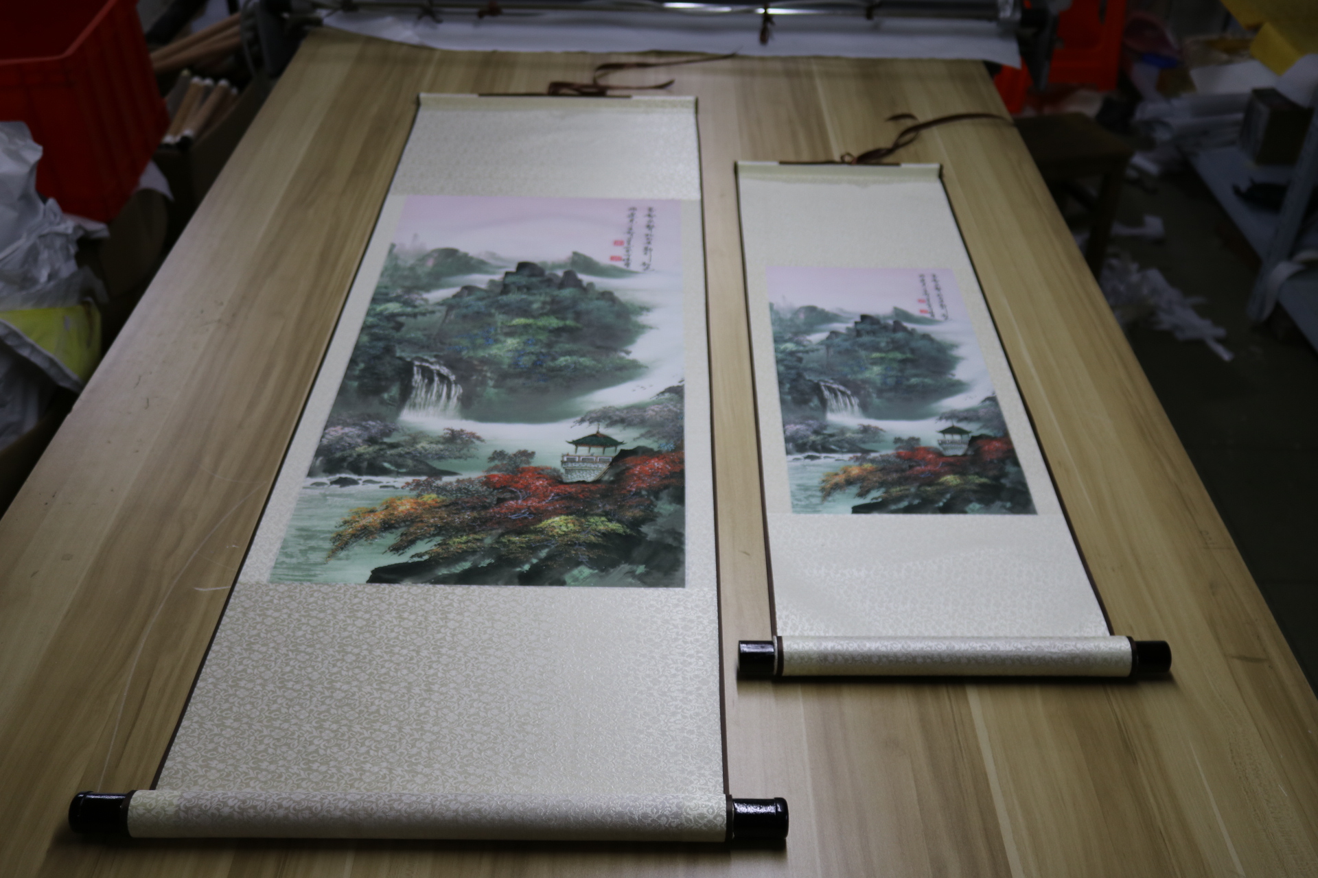 卷轴画丝绸画竹子书房挂画办公室装饰画国画花鸟丝绸礼品字画批发