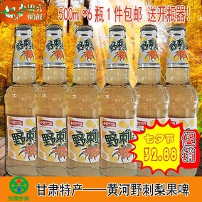 甘肃特产兰州黄河啤酒果啤野刺梨味瓶装饮料 500ml*6瓶特惠包邮