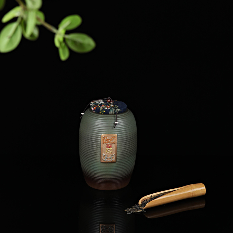 茶叶罐陶瓷软木塞大号创意手绘复古密封罐茶缸粗陶普洱醒茶储存罐