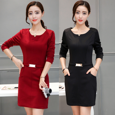 2016秋冬女装新款韩版修身毛呢中长款打底衫