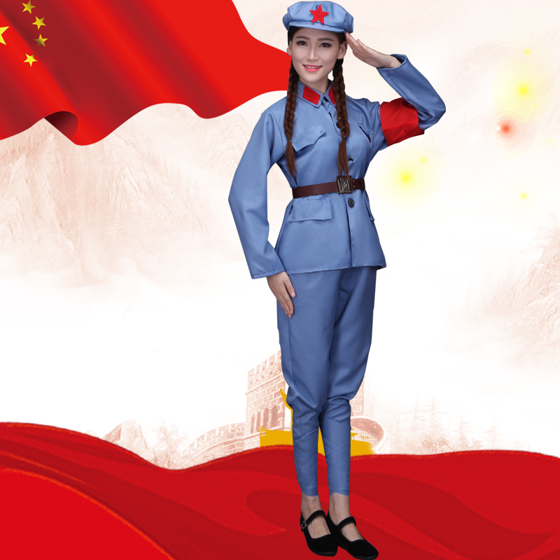 新款男女成人儿童红军革命军服装八路军军装新四军大合唱表演服