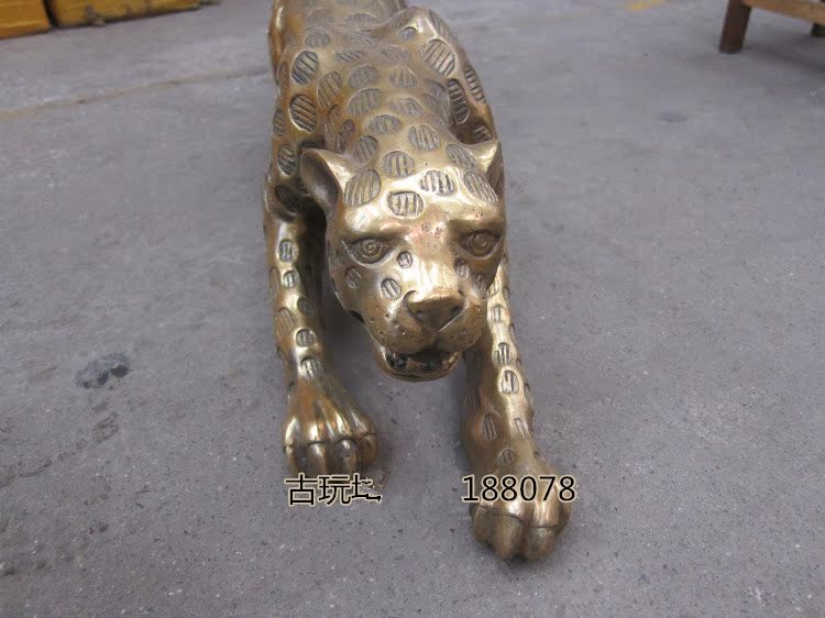 纯铜金钱豹风水工艺品大号铜豹子猎豹摆件长1米办公室客厅装饰品