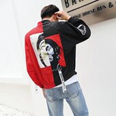 学生外套潮拼接 韩版 薄款 修身 夹克青年运动外衣服休闲春装 春秋男士
