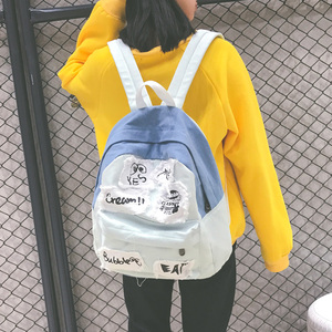 2017复古牛仔书包初中学生双肩包男女韩版潮