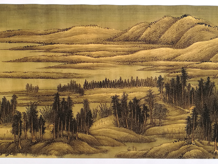 1:1王翚仿董源夏景山口待渡图山水画长卷国画古代名画