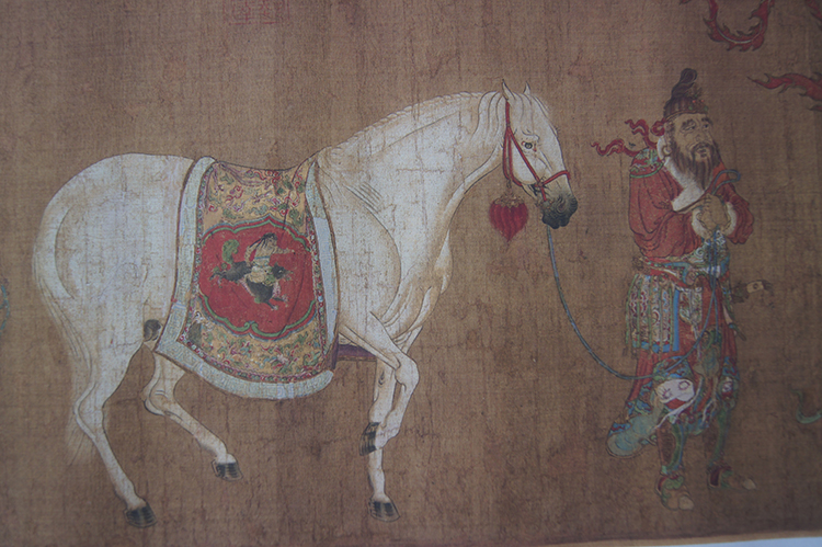 1:1韩干呈马图真迹国画艺术微喷古代名画复制品临摹装饰28*281cm