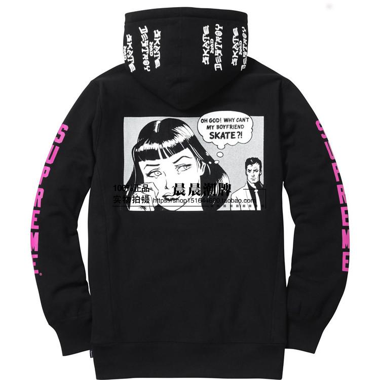 17ss supreme thrasher boyfriend hoodie 漫画女孩 帽衫卫衣
