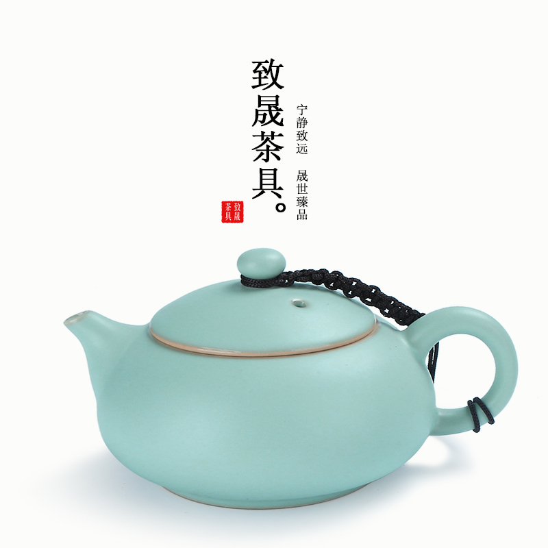 汝窑茶壶红茶泡茶器汝窑茶具玻璃汝瓷陶瓷单壶功夫茶壶花茶冲茶器