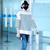 学生班服 T恤2016情侣装 条纹7分短袖 EXO衣服吴亦凡鹿晗边伯贤同款