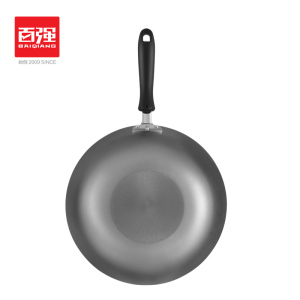 百强铁锅炒锅传统生铁锅不生锈平底锅无涂层燃