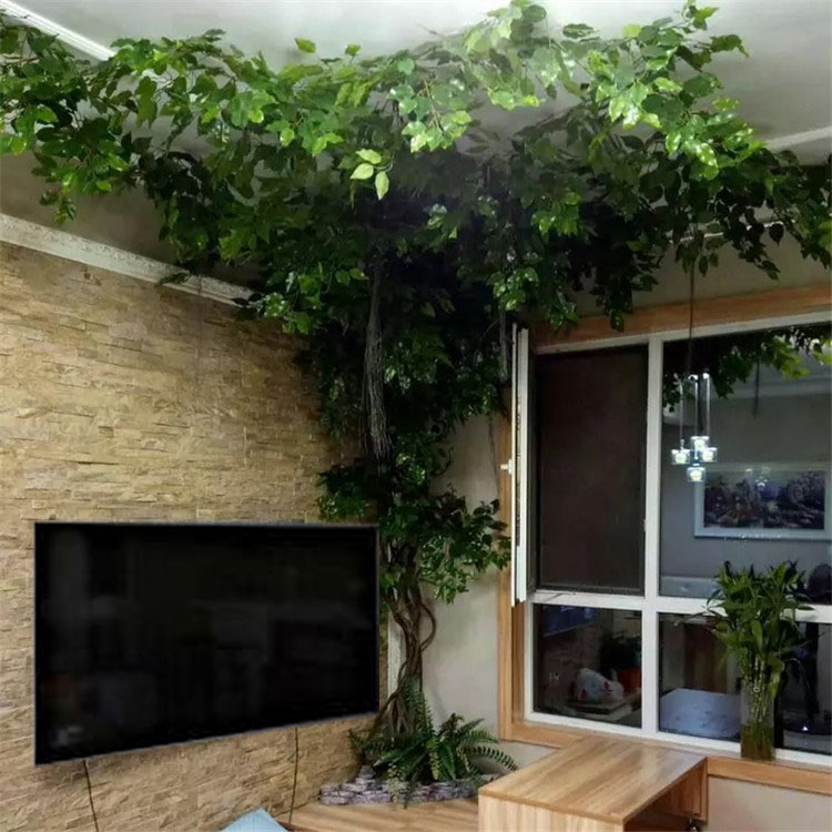 树藤山藤吊顶室内造型工程假树叶杆藤条装饰仿真榕树叶树枝植物墙