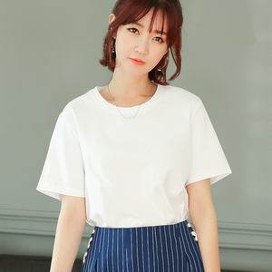 韩版纯棉纯色短袖T恤