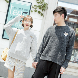 情侣卡通套头毛衣