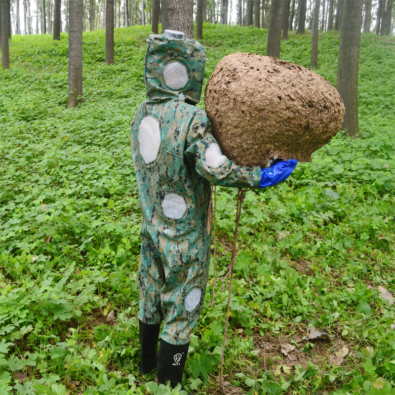 蜜蜂防护服专用全套防蜂服养蜂工具防蜂衣帽子连体服透气迷彩手套