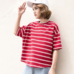 红白条纹学生t恤