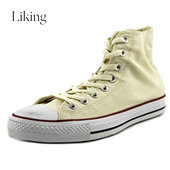 时尚 匡威 潮流帆布圆头高帮象牙白休闲便鞋 男士 converse