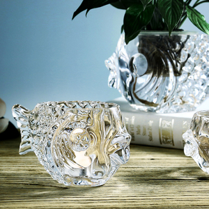欧式花瓶玻璃透明创意鱼形水培绿萝花器桌面摆