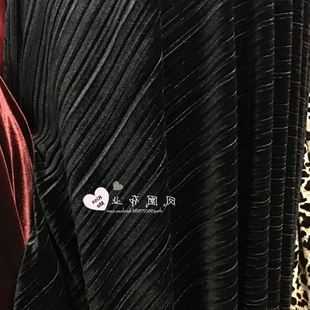 黑色弹力百褶丝光绒金丝绒布料连衣裙小衫旗袍运动服校服丝绒面料