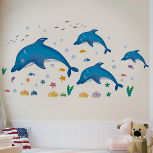 卡通动漫海豚贴画墙面装饰品室内房间儿童房卧